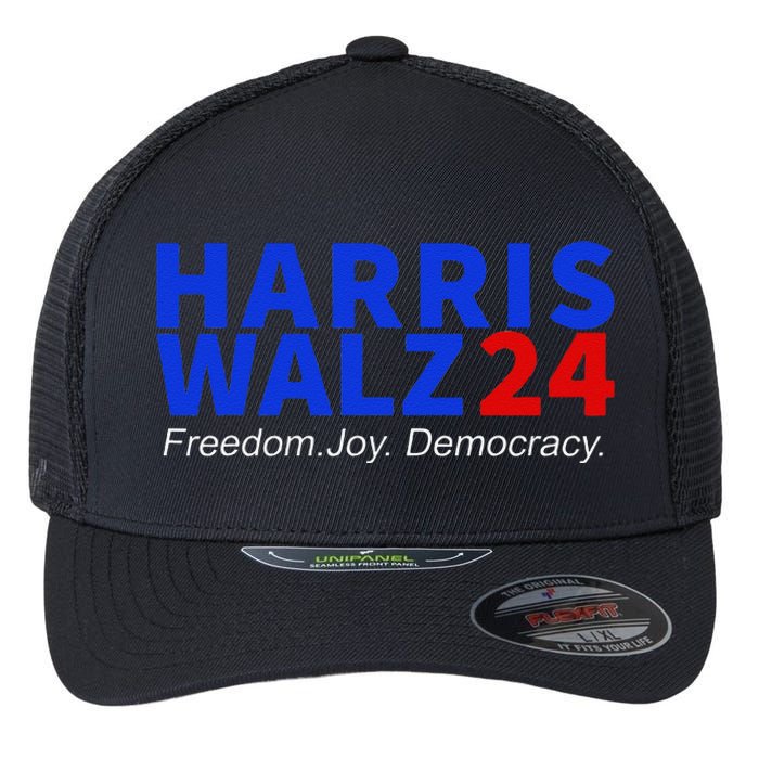 Harris Walz24 Freedom Joy Democracy Kamala Harris Waltz 2024 Gift Flexfit Unipanel Trucker Cap