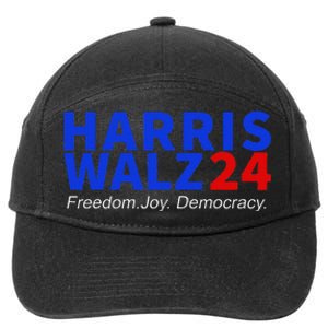 Harris Walz24 Freedom Joy Democracy Kamala Harris Waltz 2024 Gift 7-Panel Snapback Hat