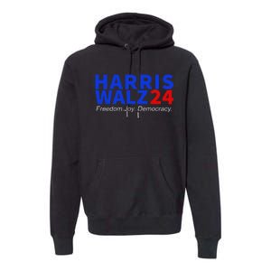 Harris Walz24 Freedom Joy Democracy Kamala Harris Waltz 2024 Gift Premium Hoodie