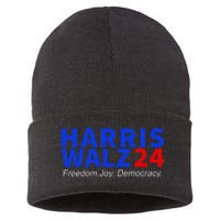 Harris Walz24 Freedom Joy Democracy Kamala Harris Waltz 2024 Gift Sustainable Knit Beanie