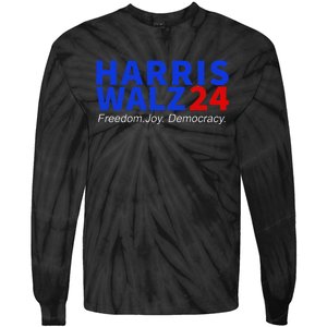 Harris Walz24 Freedom Joy Democracy Kamala Harris Waltz 2024 Gift Tie-Dye Long Sleeve Shirt