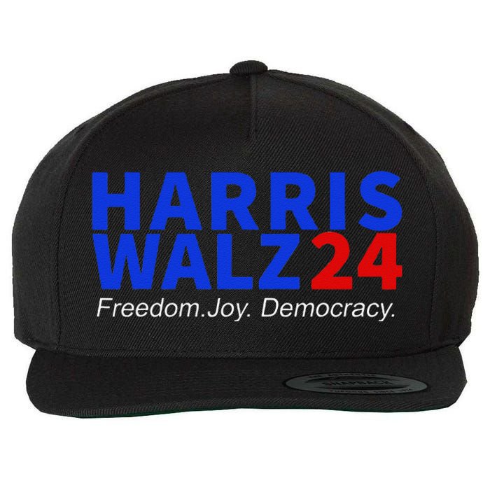 Harris Walz24 Freedom Joy Democracy Kamala Harris Waltz 2024 Gift Wool Snapback Cap