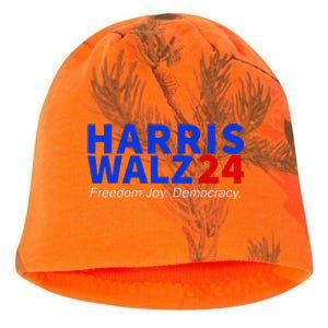 Harris Walz24 Freedom Joy Democracy Kamala Harris Waltz 2024 Gift Kati - Camo Knit Beanie