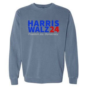 Harris Walz24 Freedom Joy Democracy Kamala Harris Waltz 2024 Gift Garment-Dyed Sweatshirt