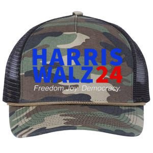 Harris Walz24 Freedom Joy Democracy Kamala Harris Waltz 2024 Gift Retro Rope Trucker Hat Cap