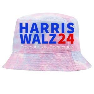 Harris Walz24 Freedom Joy Democracy Kamala Harris Waltz 2024 Gift Tie-Dyed Bucket Hat