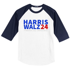 Harris Walz24 Freedom Joy Democracy Kamala Harris Waltz 2024 Gift Baseball Sleeve Shirt