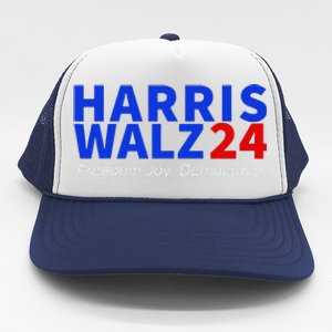 Harris Walz24 Freedom Joy Democracy Kamala Harris Waltz 2024 Gift Trucker Hat