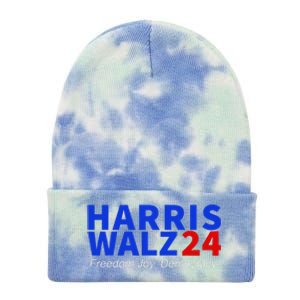 Harris Walz24 Freedom Joy Democracy Kamala Harris Waltz 2024 Gift Tie Dye 12in Knit Beanie