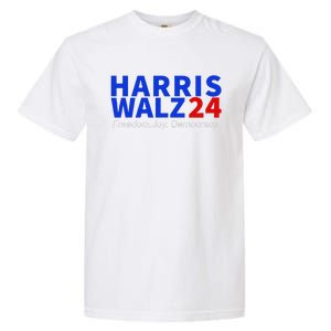 Harris Walz24 Freedom Joy Democracy Kamala Harris Waltz 2024 Gift Garment-Dyed Heavyweight T-Shirt