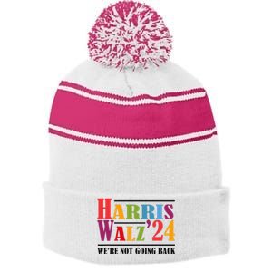 Harris Waltz For WeRe Not Going Back Kamala Harris Waltz Stripe Pom Pom Beanie