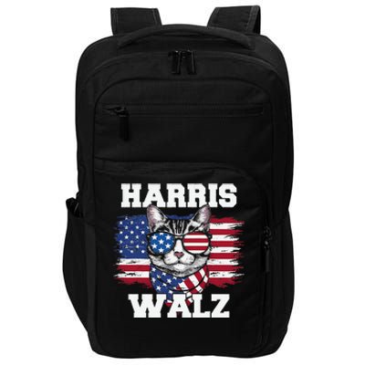 Harris Walz Funny Childless Cat Lady U.S Flag Cat Meme Gift Impact Tech Backpack