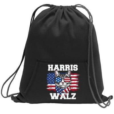 Harris Walz Funny Childless Cat Lady U.S Flag Cat Meme Gift Sweatshirt Cinch Pack Bag