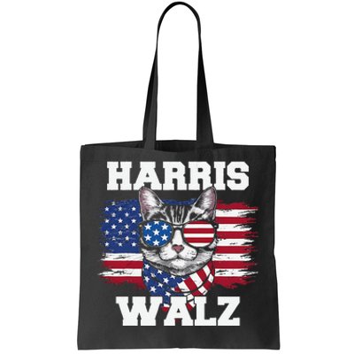 Harris Walz Funny Childless Cat Lady U.S Flag Cat Meme Gift Tote Bag