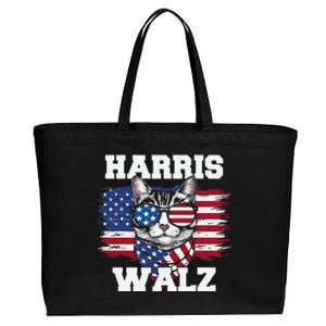 Harris Walz Funny Childless Cat Lady U.S Flag Cat Meme Gift Cotton Canvas Jumbo Tote