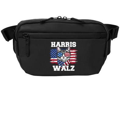 Harris Walz Funny Childless Cat Lady U.S Flag Cat Meme Gift Crossbody Pack