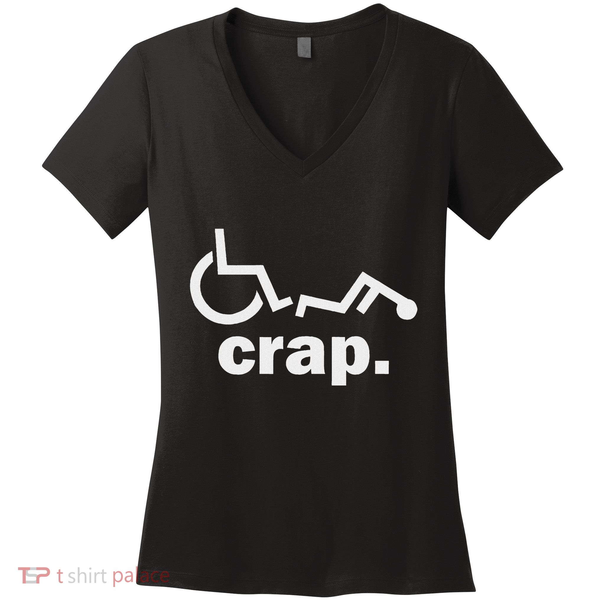 Handicap Wheelchair Funny Wheelchair Fall Women's V-Neck T-Shirt