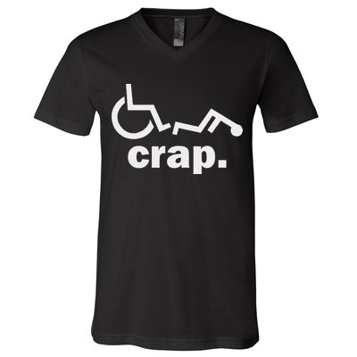 Handicap Wheelchair Funny Wheelchair Fall V-Neck T-Shirt