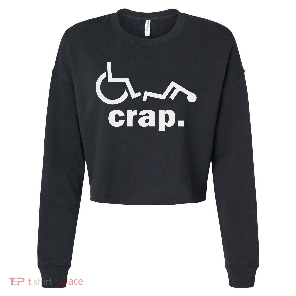 Handicap Wheelchair Funny Wheelchair Fall Cropped Pullover Crew