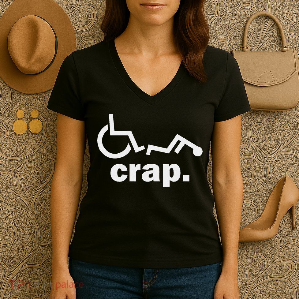 Handicap Wheelchair Funny Wheelchair Fall Women's V-Neck T-Shirt