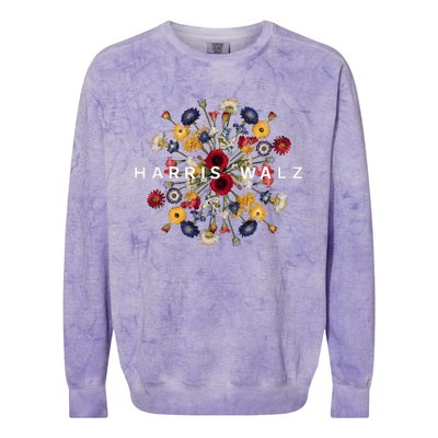 Harris Walz Flower Mandala Central Bloom Colorblast Crewneck Sweatshirt