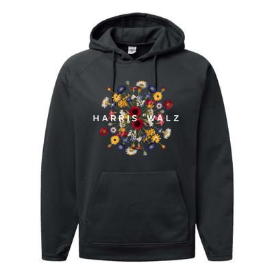 Harris Walz Flower Mandala Central Bloom Performance Fleece Hoodie