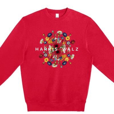 Harris Walz Flower Mandala Central Bloom Premium Crewneck Sweatshirt