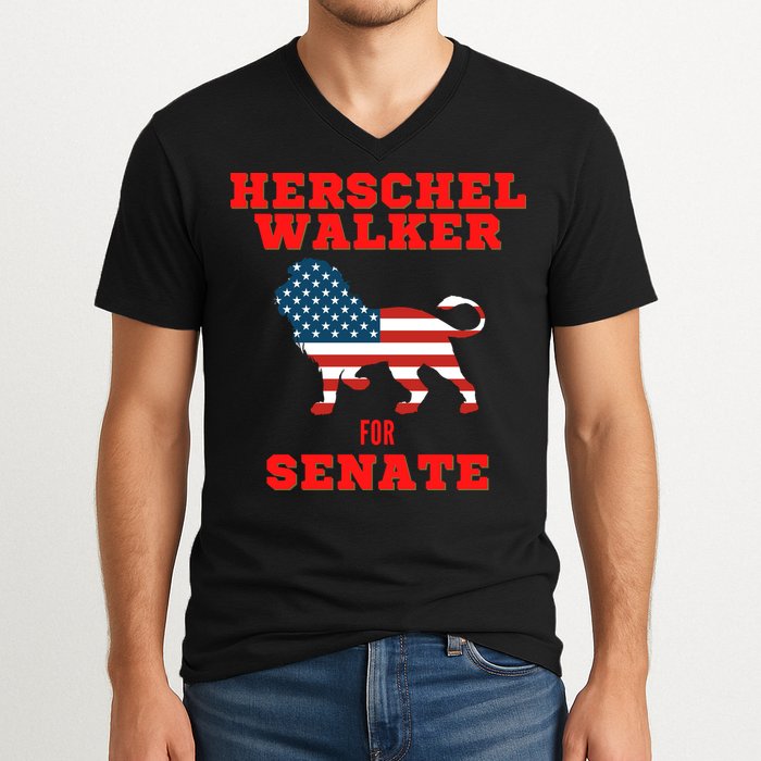Herschel Walker For Senate V-Neck T-Shirt