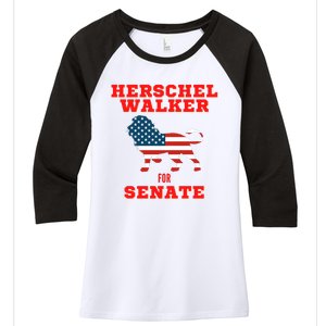 Herschel Walker For Senate Women's Tri-Blend 3/4-Sleeve Raglan Shirt