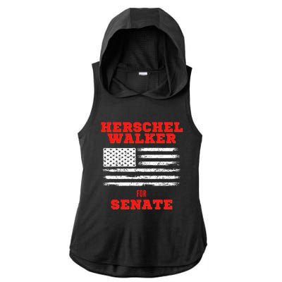 Herschel Walker For Senate 2 Ladies PosiCharge Tri-Blend Wicking Draft Hoodie Tank