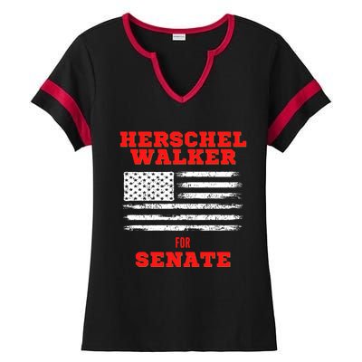 Herschel Walker For Senate 2 Ladies Halftime Notch Neck Tee