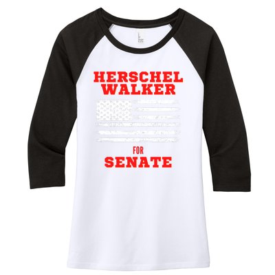 Herschel Walker For Senate 2 Women's Tri-Blend 3/4-Sleeve Raglan Shirt