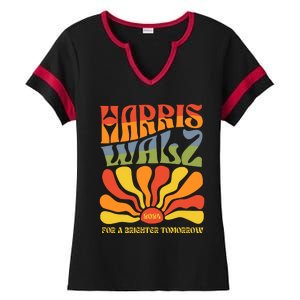 Harris Walz For A Brighter Tomorrow Kamala Harris Walz Ladies Halftime Notch Neck Tee