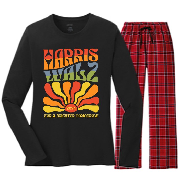 Harris Walz For A Brighter Tomorrow Kamala Harris Walz Women's Long Sleeve Flannel Pajama Set 