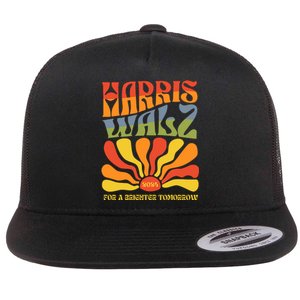 Harris Walz For A Brighter Tomorrow Kamala Harris Walz Flat Bill Trucker Hat