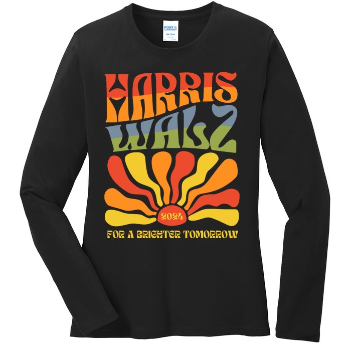 Harris Walz For A Brighter Tomorrow Kamala Harris Walz Ladies Long Sleeve Shirt