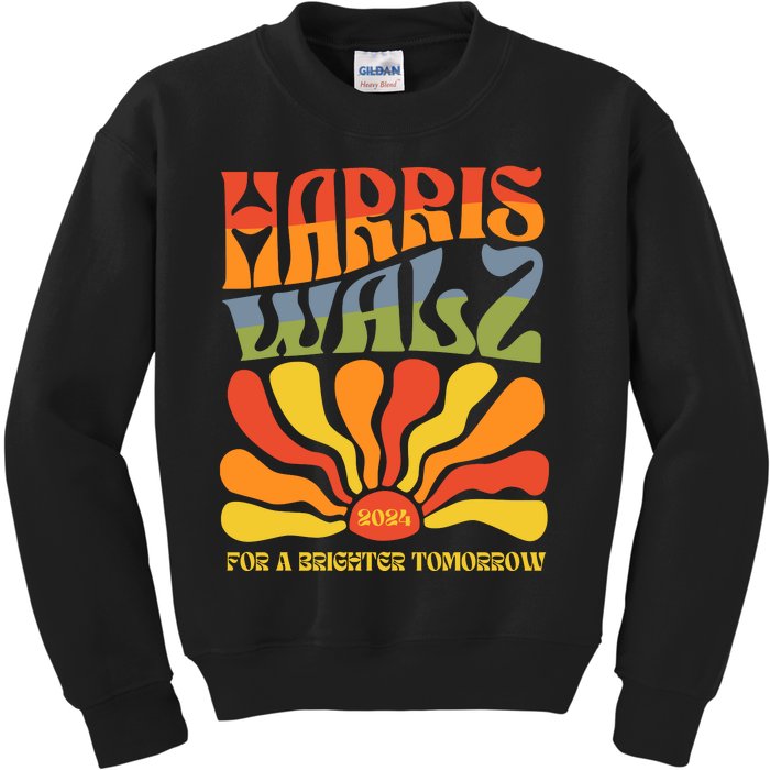 Harris Walz For A Brighter Tomorrow Kamala Harris Walz Kids Sweatshirt