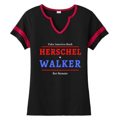 Herschel Walker For Senate 10 Ladies Halftime Notch Neck Tee