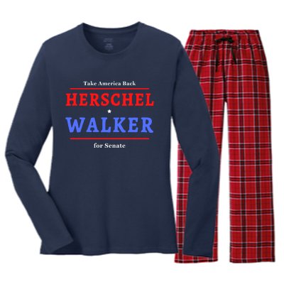 Herschel Walker For Senate 10 Women's Long Sleeve Flannel Pajama Set 