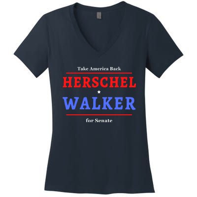 Herschel Walker For Senate 10 Women's V-Neck T-Shirt