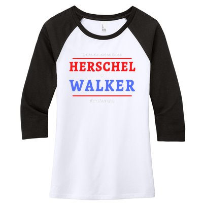 Herschel Walker For Senate 10 Women's Tri-Blend 3/4-Sleeve Raglan Shirt