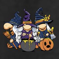 Halloween Witch Gnomes 7 Panel Mesh Trucker Snapback Hat