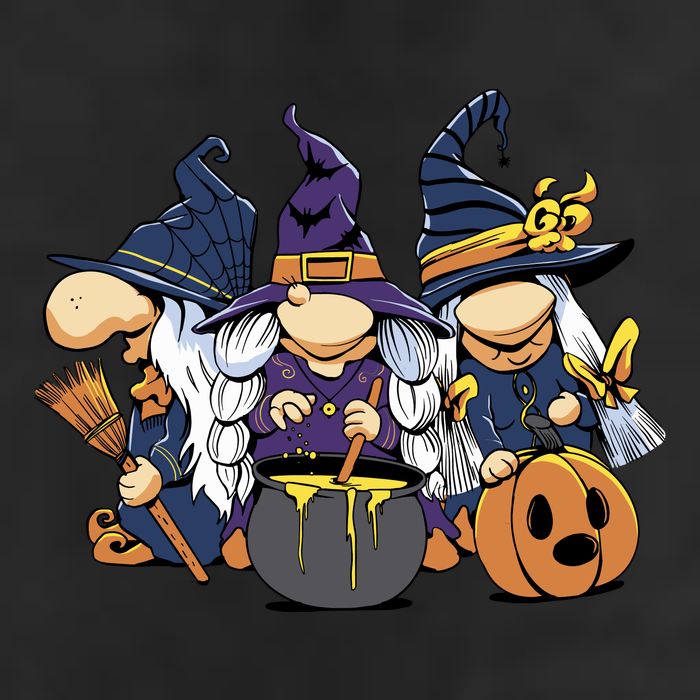 Halloween Witch Gnomes 7 Panel Mesh Trucker Snapback Hat