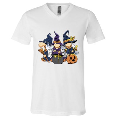Halloween Witch Gnomes V-Neck T-Shirt