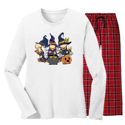 Halloween Witch Gnomes Women's Long Sleeve Flannel Pajama Set 