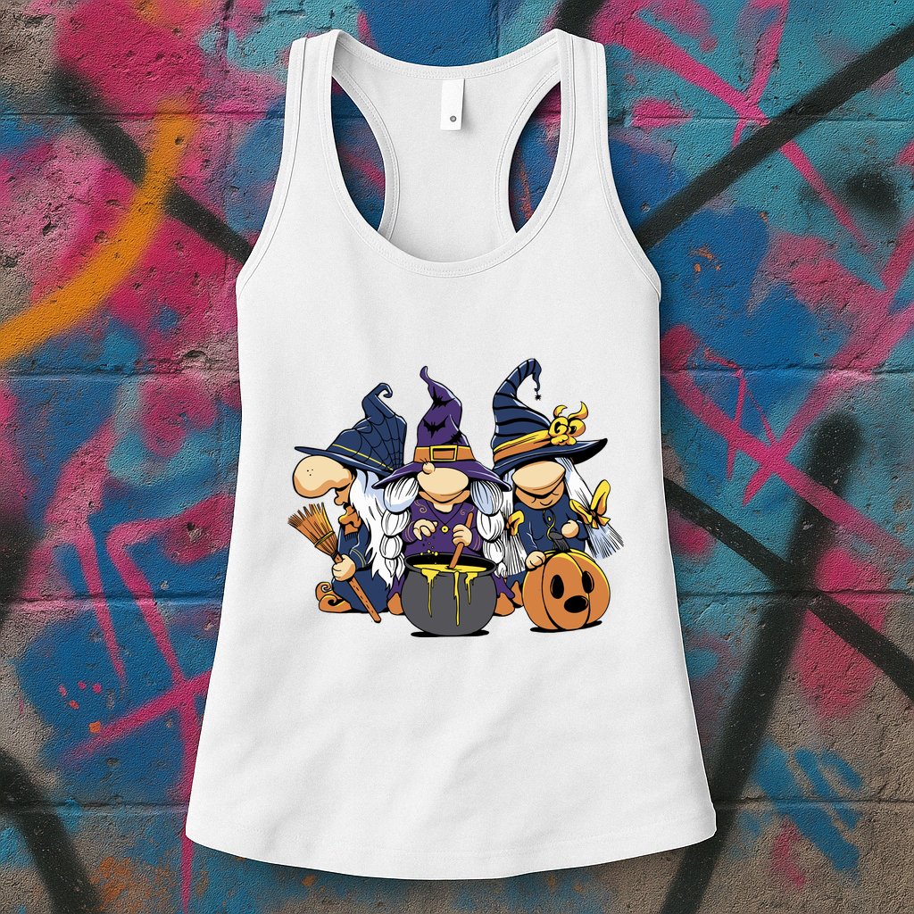 Halloween Witch Gnomes Womens Tank Top