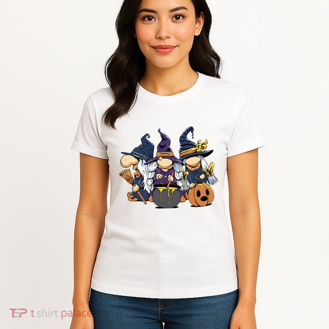 Halloween Witch Gnomes Womens T-Shirt