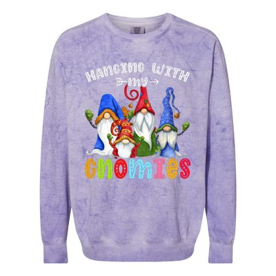 Hanging With Gnomies Gnome Merry Christmas Cute Gnomes Pajamas Colorblast Crewneck Sweatshirt