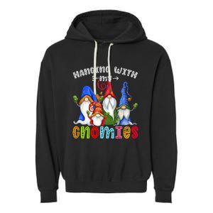 Hanging With Gnomies Gnome Merry Christmas Cute Gnomes Pajamas Garment-Dyed Fleece Hoodie