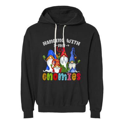 Hanging With Gnomies Gnome Merry Christmas Cute Gnomes Pajamas Garment-Dyed Fleece Hoodie